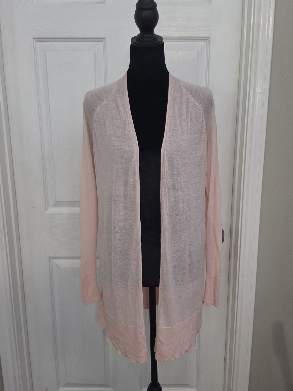 LOFT Light Pink Open-Front Long Cardigan